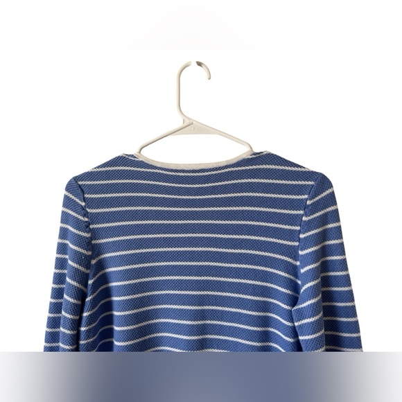 J. McLaughlin White and Blue Striped Knit Long Sleeve Sweater Top M - Picture 4 of 9